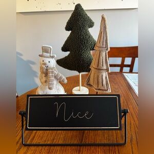 Holiday Decor Set with Snowman and Trees